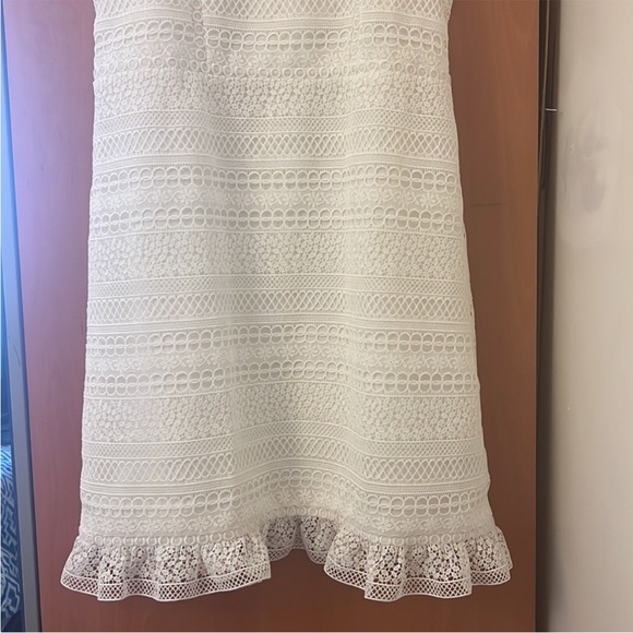 J Crew Ivory White Mixed Lace Ruffle Dress. Size  6 - Picture 5 of 6